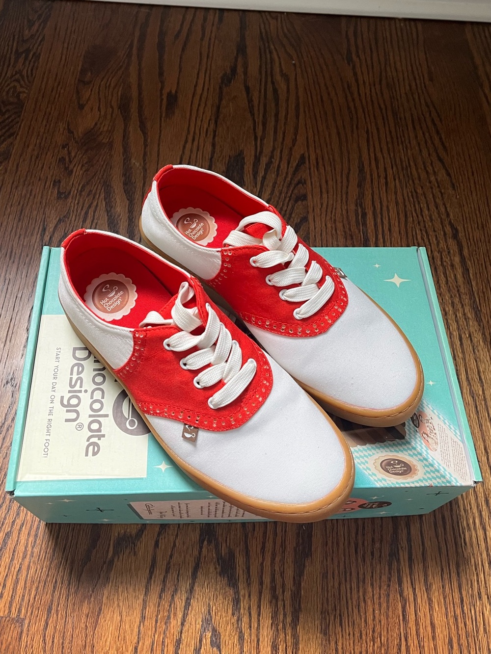 Worn once in box hot chocolate design Chocolaticas red saddle shoes sneakers